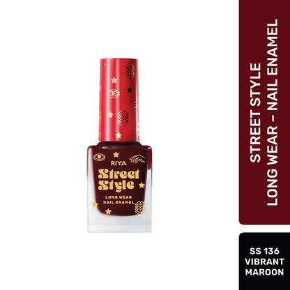 Street Style Long Wear, Quick Drying, Glossy Finish, 7-Free Formula, Nail Enamel, 100% Vegan &amp; Cruelty Free Combo Pack of 6