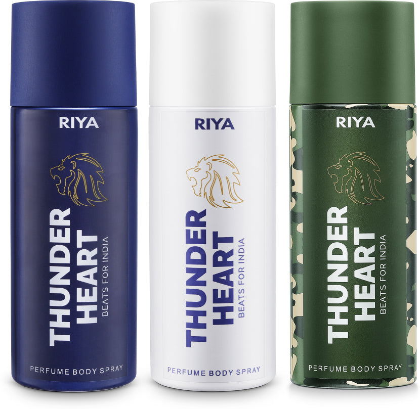 Thunder Heart White Green Blue Deodorant  150 ml each