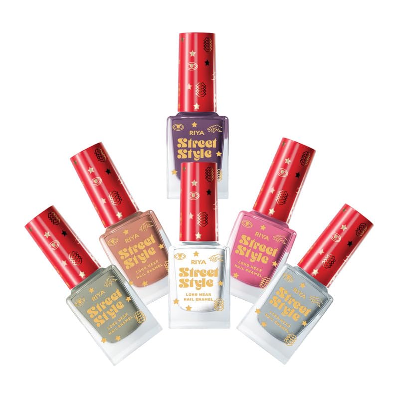 Street Style Glossy Finish 100% Vegan Nail Enamel Combo Pack of 6 - Riya Lifestyle