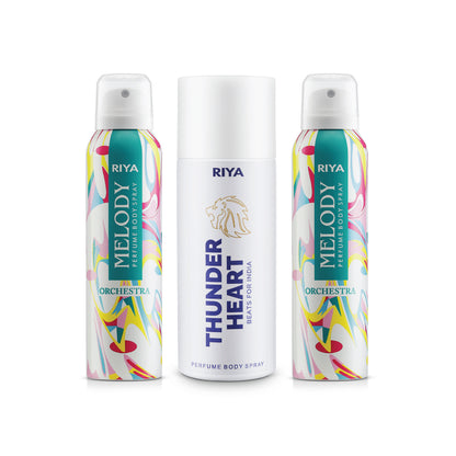 Melody Orchestra Thnuderheart White Pack of 3 Unisex Deodorants - Riya Lifestyle