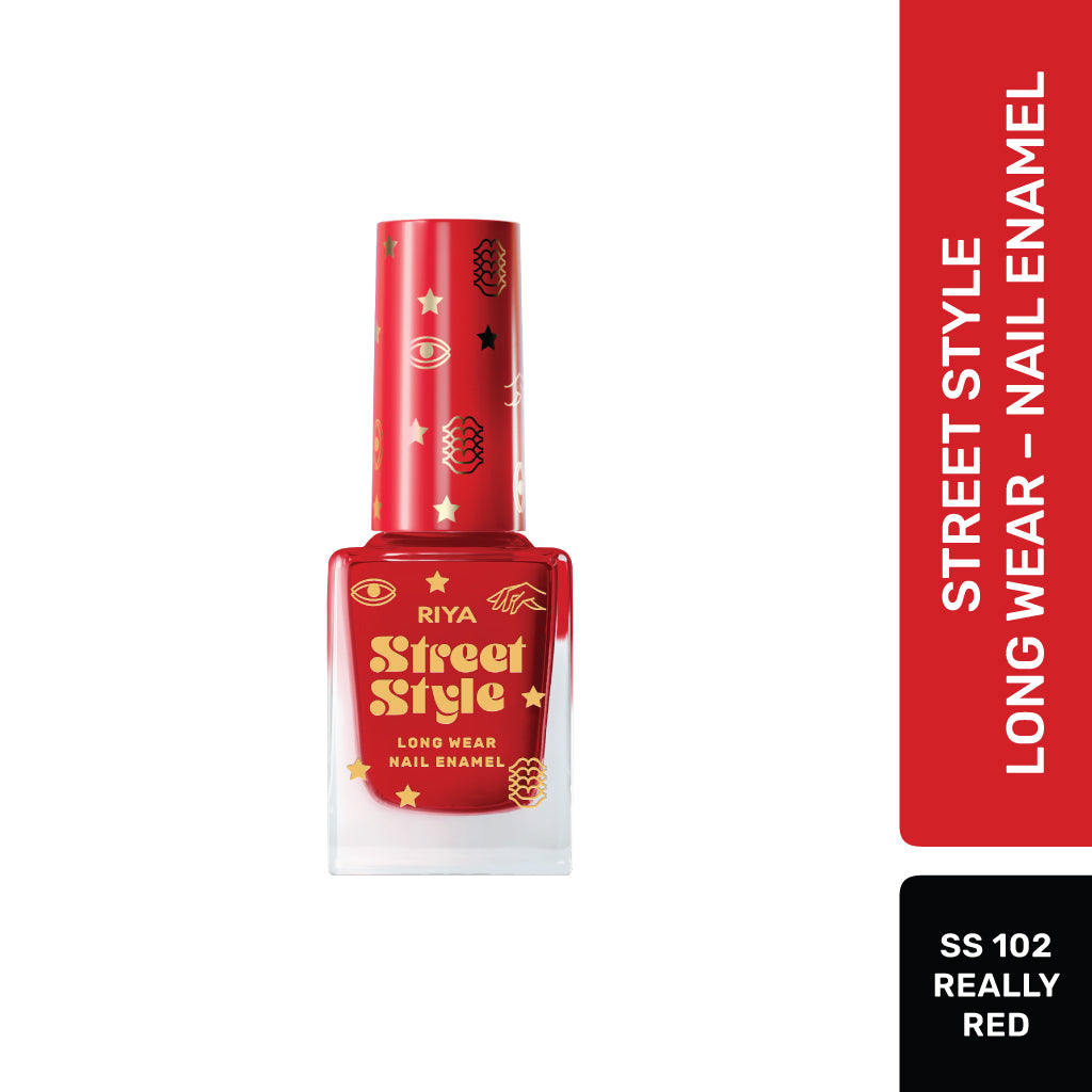 Street Style Long Wear, Quick Drying, Glossy Finish, 7-Free Formula, Nail Enamel, 100% Vegan &amp; Cruelty Free, Shade SS 102, Really Red, 12 ML