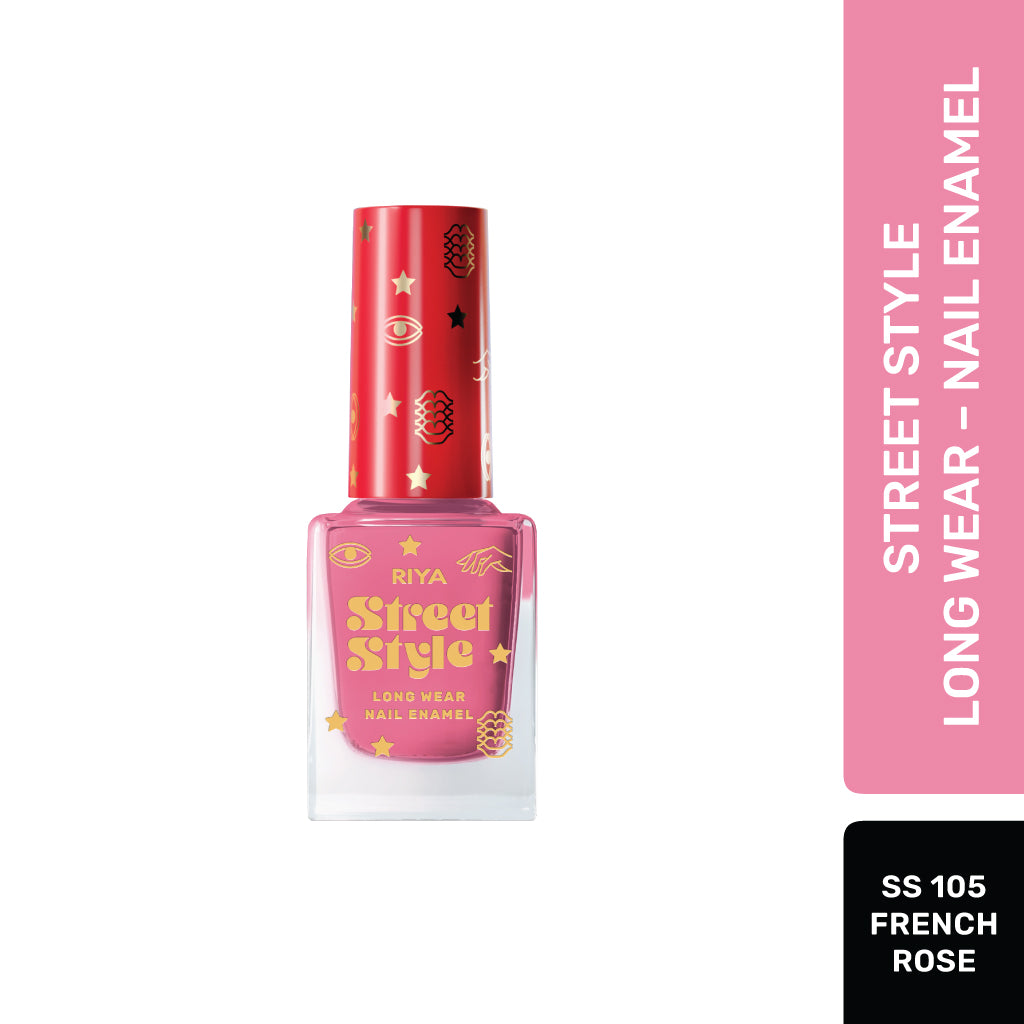 Street Style Long Wear, Quick Drying, Glossy Finish, 7-Free Formula, Nail Enamel, 100% Vegan &amp; Cruelty Free, Shade SS 105, French Rose,12 ML