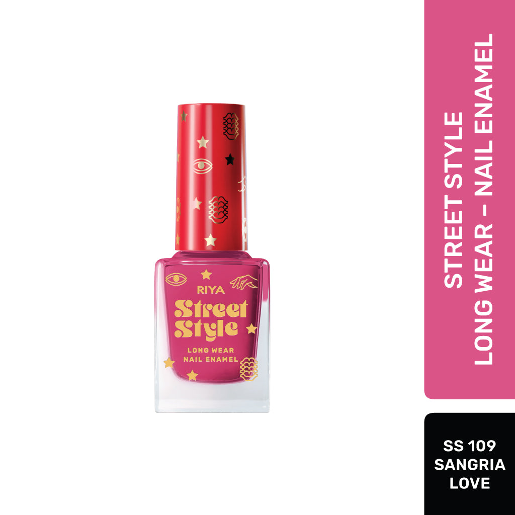 Street Style Long Wear, Quick Drying, Glossy Finish, 7-Free Formula, Nail Enamel, 100% Vegan &amp; Cruelty Free, Shade SS 109, Sangria Love, 12 ML