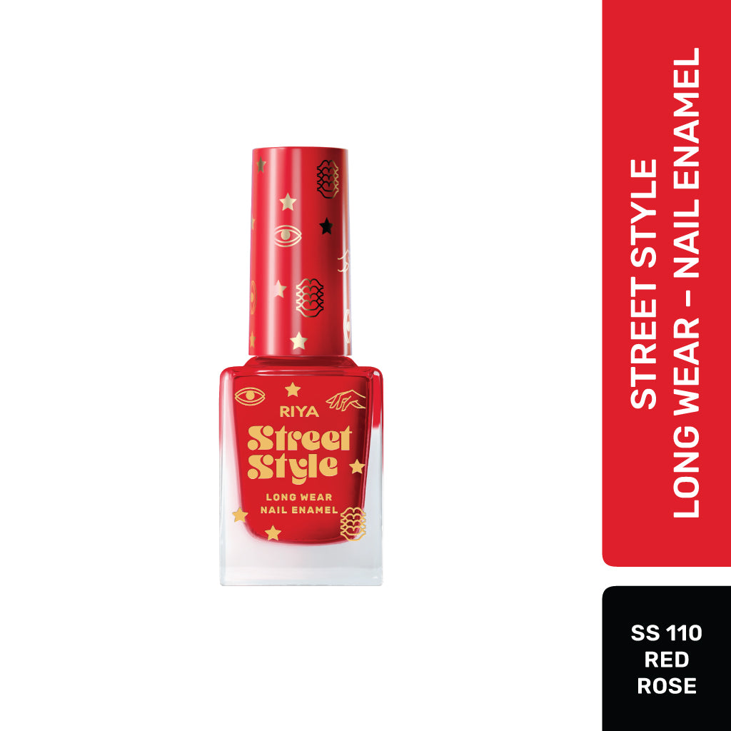 Street Style Long Wear, Quick Drying, Glossy Finish, 7-Free Formula, Nail Enamel, 100% Vegan &amp; Cruelty Free, Shade SS 110, Red Rose,12 ML