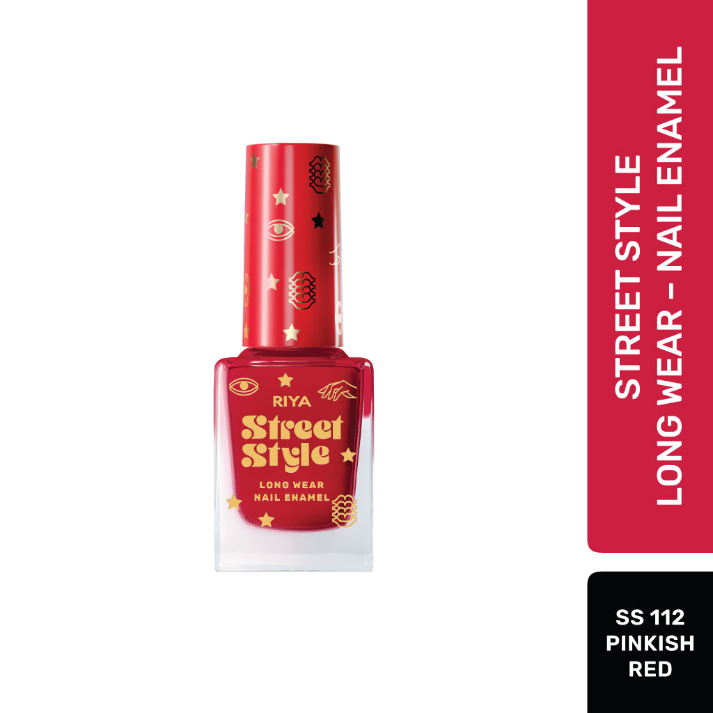 Street Style Long Wear, Quick Drying, Glossy Finish, 7-Free Formula, Nail Enamel, 100% Vegan &amp; Cruelty Free, Shade SS 112, Pinkish Red,12 ML