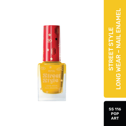 Street Style Long Wear, Quick Drying, Glossy Finish, 7-Free Formula, Nail Enamel, 100% Vegan &amp; Cruelty Free, Shade SS 116, Pop Art,12 ML