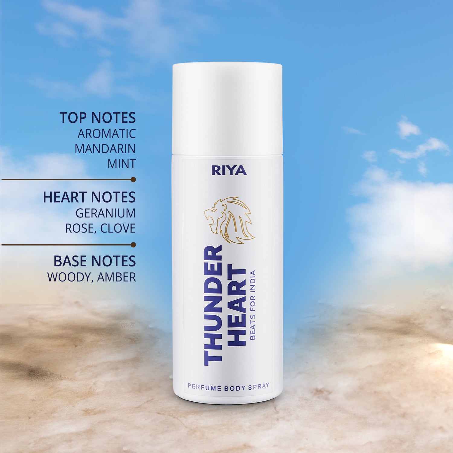 RIYA THUNDER HEART BEATS FOR INDIA, WHITE, DEODORANT BODY SPRAY, MANDARIN AMBER, LONG LASTING, HEARTBEAT OF INDIA…