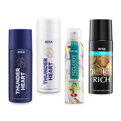 Thnuderheart White &amp; Blue Melody Orchestra Born Rich Pack of 3 Deodorants - Riya Lifestyle