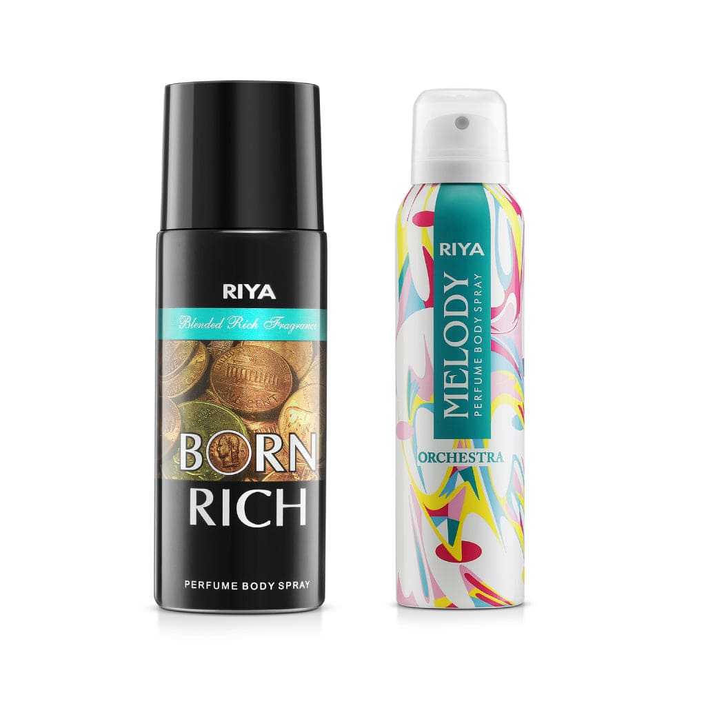 Born Rich and Melody Orchestra Body Spray &amp; Pack of 3 Deodorants - Riya Lifestyle