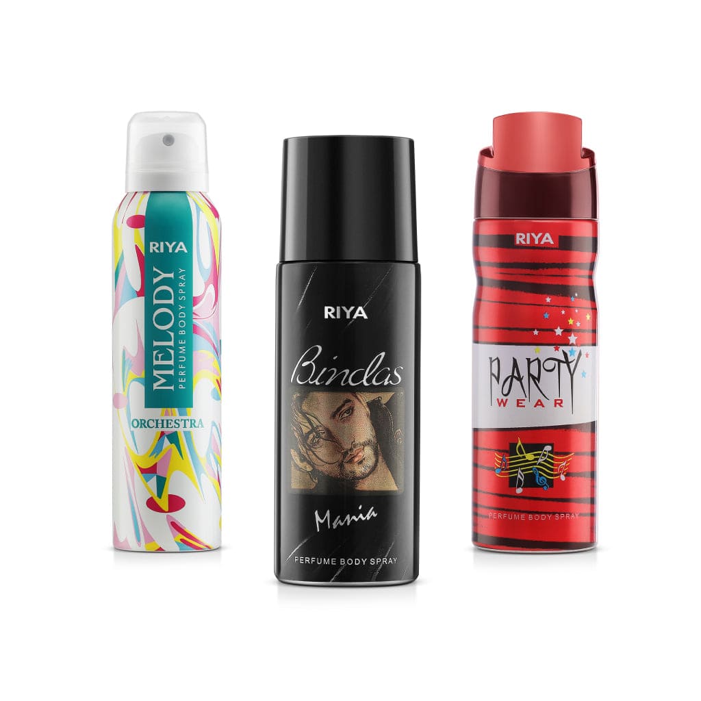 Melody Orchestra Bindas &amp; Party Wear Pack of 3 Unisex Deodorants - Riya Lifestyle