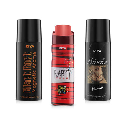 Black Rock Party Wear &amp; Bindas Pack of 2 Unisex Deodorants - Riya Lifestyle